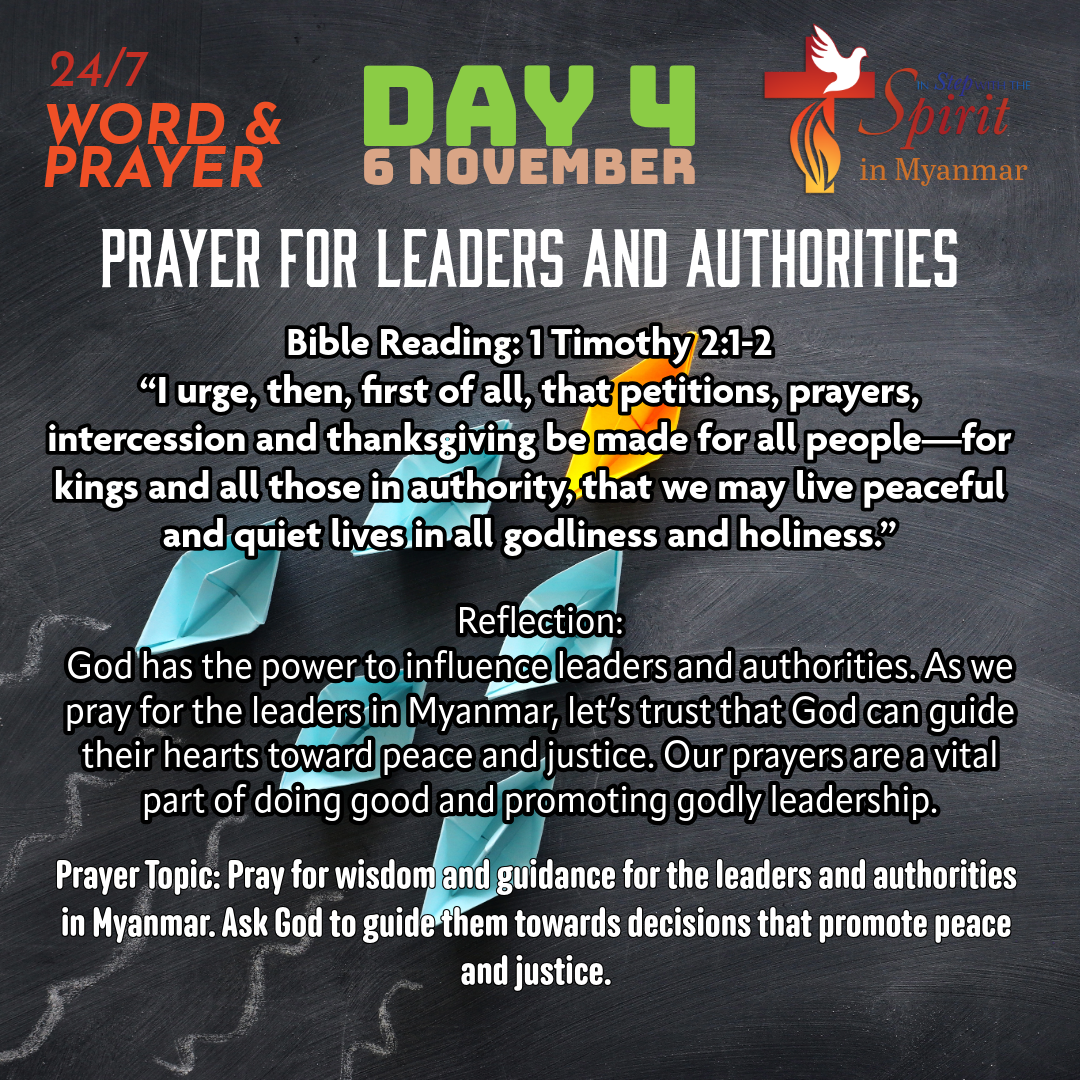 24/7 Word and Prayer – Prayer for Myanmar – Day 4: 6 November 2024